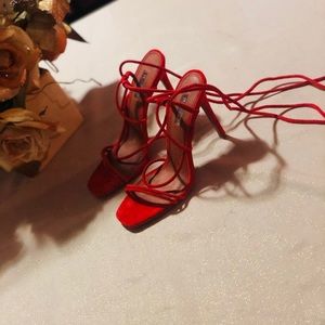 Top Shop red strap high heel